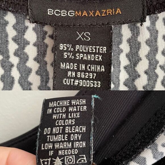 BCBGMAXAZRIA Printed Wrap Midi Dress Black White XS - Picture 5 of 5